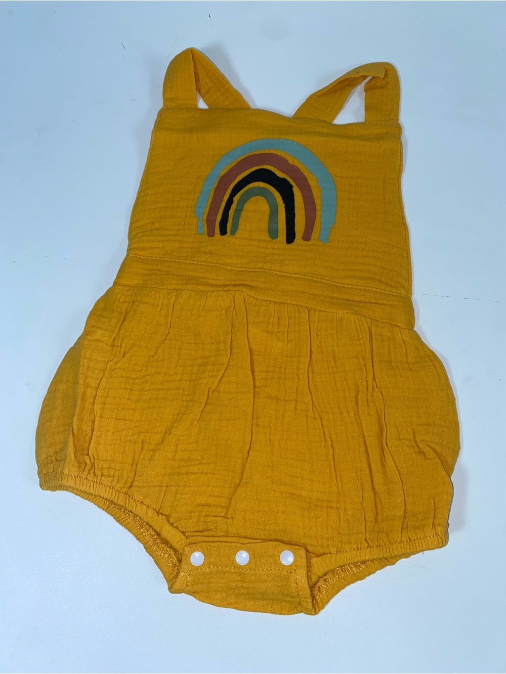 NEW SZ 9-12 month yellow baby romper, strappy baby outfit, baby shower gift